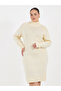 Plus Size Long Sleeves Knitted Sweater Knee Length Dress - 2