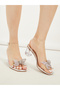 Embellished Bow Accent Block Heel Sandals