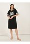 Number Print Double Stripe Short Sleeves Sleep T-Shirt Dress - 2