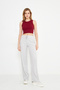 Burgundy Halter Neck Camisole Crop Tank Top - 5