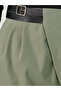 Straight Fit Mid Rise Cross Panel Pants with Belt - 4