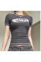 Black Crop with Black Aa Embroidery Zipper Detail - 2