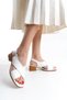 Genuine Leather White Short-Heeled Women's Sandals - 7