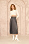 Women's Leather Look Pleated Long Skirt - 2