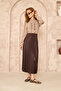 Women's Leather Look Pleated Long Skirt