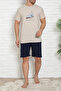 Beige - Indigo Regular Fit Koala Printed Knitted Pajama Set with Shorts TMNSS25PT00041