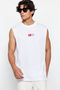 Beyaz Oversize/Geniş Kesim %100 Pamuklu Baskılı T-Shirt TMNSS25AL00003 - 2