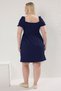 Navy Blue Balloon Sleeve Skater Collar Piping Mini Knitted Plus Size Dress Tbbss25Ah00194 - 4