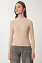 Women's Cream Turtleneck Corded Knitted Blouse GT00054 - 4