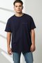 Navy Blue Oversize/Wide Fit Crew Neck Pocket over Lettering Embroidery 100% Cotton T-Shirt Tmnss25Ts00056 - 2
