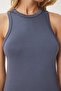 Women's Smoked Halter Neck Basic Summer Knitted Dress Ej00001 - 4