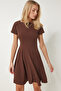 Women's Brown Godeli Mini Woven Dress Ub00300 - 3