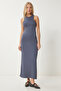 Women's Smoked Halter Neck Basic Summer Knitted Dress Ej00001 - 2