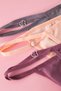 Grey-Salmon-Purplish 3 Pack Ribbed Thong Knitted Panties with Heart Accessory Detail Thmss25Ku00002 - 5