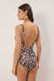 Leopard Printed Eyelet Detail U Neck Lined Regular Swimsuit TBESS20MA0137 - 4