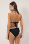 Siyah-Beyaz Renk Bloklu Biyeli Üçgen Kaplı Regular Yüksek Bel Bikini Takımı TBESS25BT00162 - 5