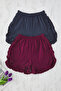 Burgundy-Navy Blue 2-Pack 100% Cotton Ruffled Knitted Pajama Bottoms Thmss25Pj00020
