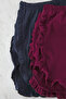 Burgundy-Navy Blue 2-Pack 100% Cotton Ruffled Knitted Pajama Bottoms Thmss25Pj00020 - 2