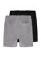Black-Grey 2-Pack Regular Fit 100% Cotton Textured Shorts & Bermuda Tmnss25Sr00040 - 10
