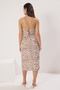 Bej Leopar Desenli Midi  Dokuma Elbise TWOSS23EL00188 - 5