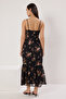 Black Floral A-Line Chiffon Woven Maxi Dress Flight Flight Twoss25El00723 - 5