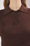 Siyah*001-Kahverengi Basic Polo Yaka İkili Paket Triko İnce Bluz TWOSS25BZ00503 - 3