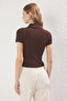 Siyah*001-Kahverengi Basic Polo Yaka İkili Paket Triko İnce Bluz TWOSS25BZ00503 - 4