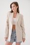 Women's Natur Linen Jacket with Lace Accessories and Stone Detail on the Back 29075 - 5