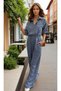 Women's Gray Pocketed Elastic Waist Long Sleeve Loose Cut Kupra Jumpsuit Suitable for Hijab 3360506 - 3