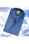 Cotton Long Sleeve Blue Men's Shirt (Slim Fit Fit)