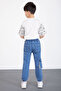 Blue Cargo Pocket Elastic Waist Boy's Lycra Jean Trousers 20517 - 4
