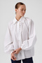 White Balloon Sleeve Button Detailed Blouse - 3