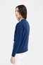 Women's Crew Neck Knitwear Wool Cardigan 21031 Indigo - 4
