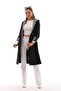 Women's Long Trench Coat with Collar Cuffs and Drawstring Waist 255247 - - 3