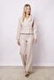 Women's Collared Flato Pocketed Long Sleeve Double Breasted Wrap Lightweight Lycra Fabric Blazer Jacket-Beige