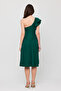 One Shoulder Ruffle Sleeve Pleated Midi Length Evening Dress - 4