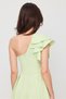 One Shoulder Ruffle Sleeve Pleated Midi Length Evening Dress - 7
