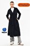 Women's Black Belted Winter Cashmere Coat Without Lining - 3