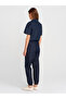 71630 High Waist Elastic Leg Trousers-Navy Blue - 2