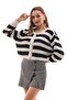 Women's Stripe Patterned Button Closure Knitwear Knitted Cardigan 255195 - - 4