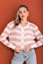 Women's Stripe Patterned Button Closure Knitwear Knitted Cardigan 255195 - - 2