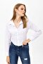 Women's Back Elastic Detailed Short Shirt 250226   - - 3
