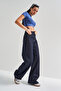 Women's Navy Blue Water Wash Olea 7W4-50 Wide Leg Fit 100% Cotton Denim Jeans - 2