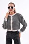 Women's Stripe Patterned Metal Buttoned Knitwear Knitted Cardigan 255210 - - 3