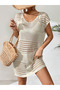 Openwork Pattern Bikini Top Crew Neck Sleeveless Beach Dress