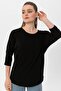 Crew Neck Elbow Sleeve Loose Blouse 260020 - - 2