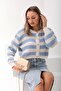 Women's Stripe Patterned Button Closure Knitwear Knitted Cardigan 255195 -