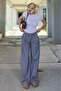 Black Waist Adjustable Wide Leg Drape Striped Trousers Mg2087 - 3