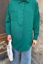 Single Pocket Detailed Oversize Shirt Emerald Green - 2