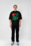 Star Girl Printed Black Unisex Oversize T-shirt - 4